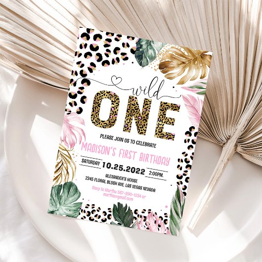 Invitation d'anniversaire Jungle Imprimé Léopard W