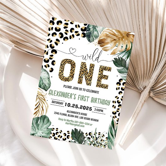 Invitation d'anniversaire Jungle Imprimé Léopard W