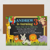 Invitation d'anniversaire jungle, Invitation safar (Devant / Derrière)