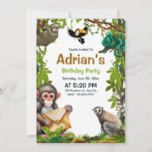 Invitation d'anniversaire Jungle Safari Animaux An (Devant)