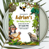 Invitation d'anniversaire Jungle Safari Animaux An