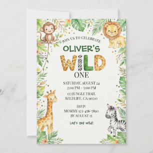 Invitation d'anniversaire Jungle Safari Wild One 1