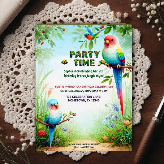 Invitation d'anniversaire Jungle Tropicale pour En
