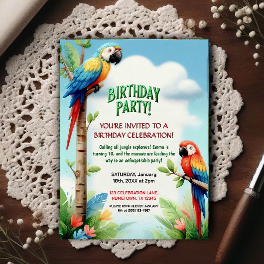 Invitation d'anniversaire Jungle Tropicale pour En