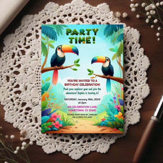 Invitation d'anniversaire Jungle Tropicale pour En
