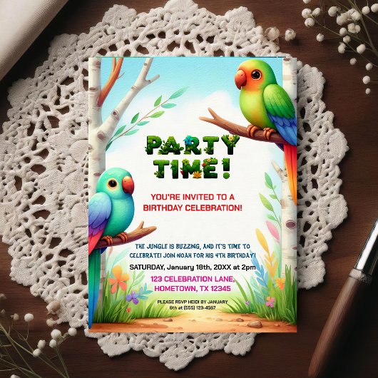 Invitation d'anniversaire Jungle Tropicale pour En