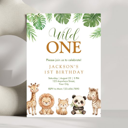 Invitation d'anniversaire Jungle Wild One