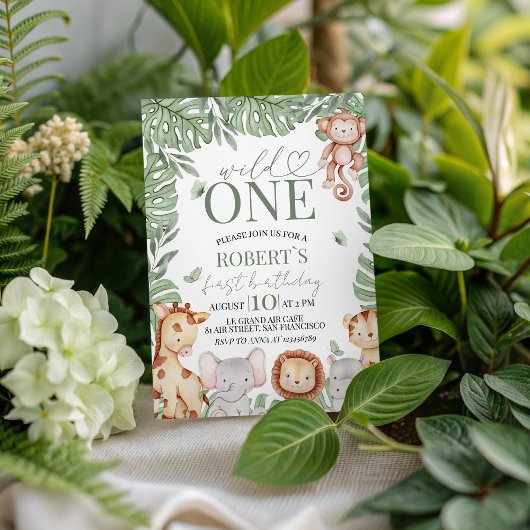 Invitation d'anniversaire Jungle Wild One