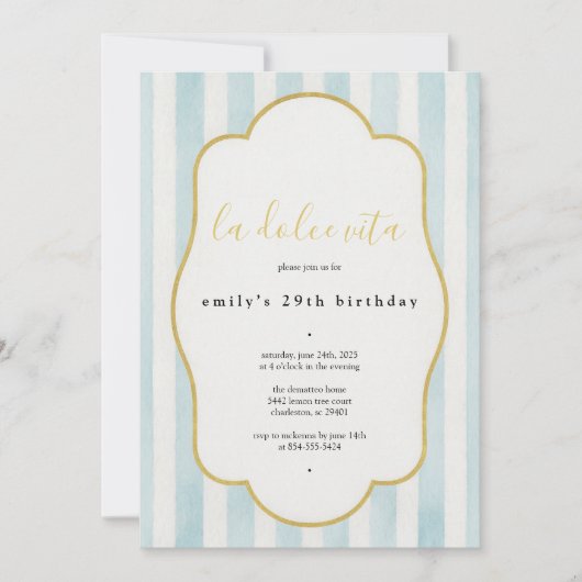 Invitation d'anniversaire La Dolce Vita (Devant)