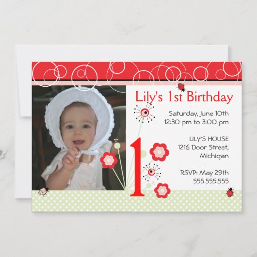 Invitation d'anniversaire - Ladybug (Devant)