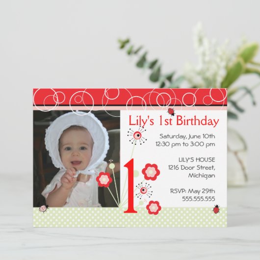Invitation d'anniversaire - Ladybug (Debout devant)