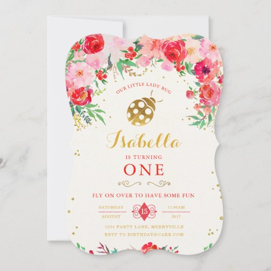 Invitation d'anniversaire LadyBug (Devant)