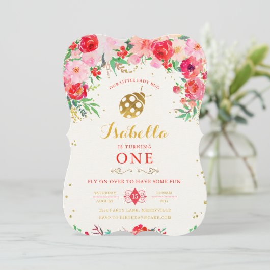 Invitation d'anniversaire LadyBug (Debout devant)