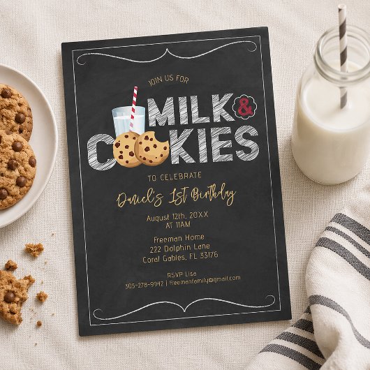 Invitation d'anniversaire Lait et Cookies – Cooki