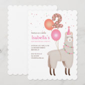 Invitation d'anniversaire lama 2 ans (Devant / Derrière)