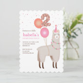 Invitation d'anniversaire lama 2 ans (Debout devant)