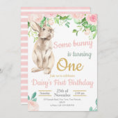 Invitation d'anniversaire lapin, Invitation 1er an (Devant / Derrière)