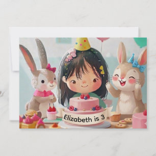 Invitation d'anniversaire Lapin Mignon pour Filles