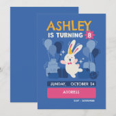 Invitation d'anniversaire Lapin pour Enfants – Pas (Devant / Derrière)