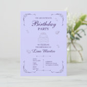 Invitation d'anniversaire lavande (Debout devant)