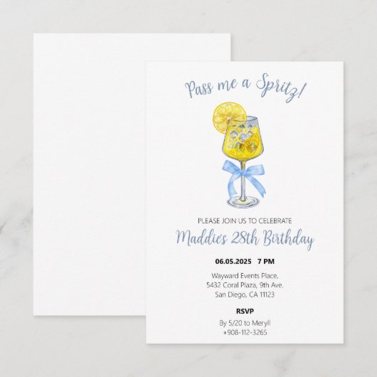 Invitation d'anniversaire Lemon Spritz (Devant / Derrière)