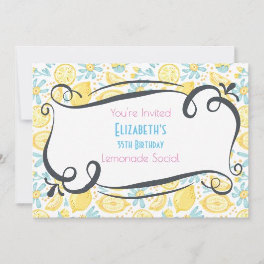 Invitation d'anniversaire Lemons & Flowers Birthda (Devant)