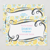 Invitation d'anniversaire Lemons & Flowers Birthda (Devant / Derrière)