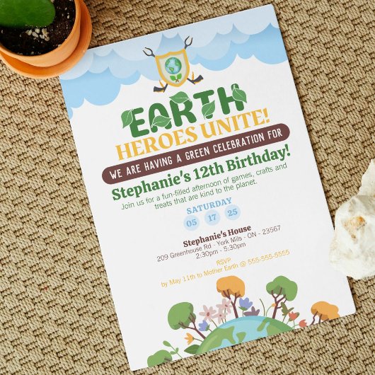 Invitation d'anniversaire : Les Héros de la Terre 