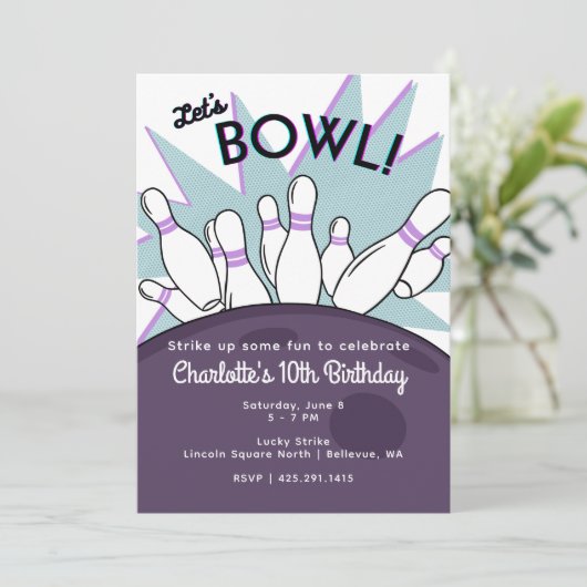Invitation d'anniversaire Let's Bowl (Debout devant)