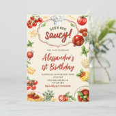 Invitation d'anniversaire Let's Get Saucy (Debout devant)
