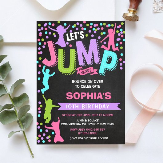 Invitation d'anniversaire Let's Jump and Play
