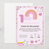 Invitation d'anniversaire licorne  (Devant / Derrière)
