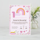 Invitation d'anniversaire licorne  (Debout devant)