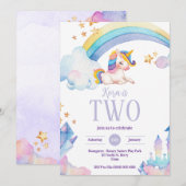 Invitation d'anniversaire Licorne (Devant / Derrière)