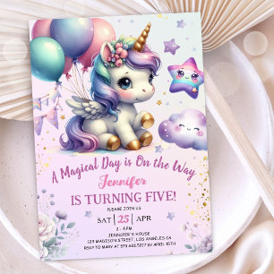 Invitation d'anniversaire Licorne 5 ans Fille Viol