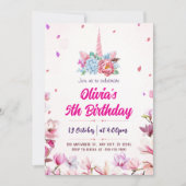 Invitation d'anniversaire licorne à l'aquarelle ma (Devant)