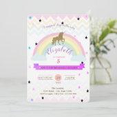 Invitation d'anniversaire Licorne adorable, Étoile (Debout devant)