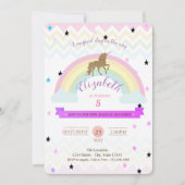 Invitation d'anniversaire Licorne adorable, Étoile (Devant)