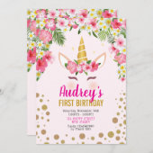 Invitation d'anniversaire Licorne. Anniversaire de (Devant / Derrière)