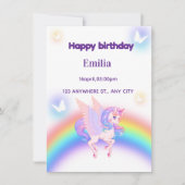 Invitation d'anniversaire Licorne Arc-en-ciel (Devant)