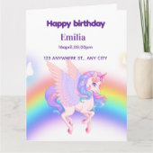 Invitation d'anniversaire Licorne Arc-en-ciel (Devant)
