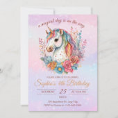 Invitation d'anniversaire Licorne Arc-en-ciel Fill (Devant)