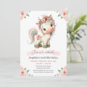 Invitation d'anniversaire licorne bébé fille (Debout devant)
