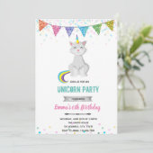 Invitation d'anniversaire licorne chat (Debout devant)