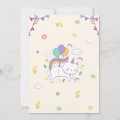 Invitation d'anniversaire licorne chat arc-en-ciel (Dos)