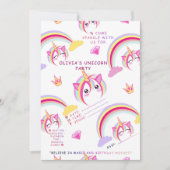Invitation d'anniversaire Licorne – Création Magiq (Devant)