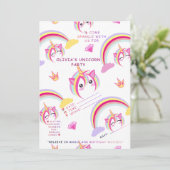 Invitation d'anniversaire Licorne – Création Magiq (Debout devant)