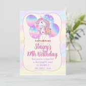Invitation d'anniversaire Licorne Étincelles et Ba (Debout devant)