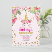 Invitation d'anniversaire Licorne. Fille Anniversa (Debout devant)