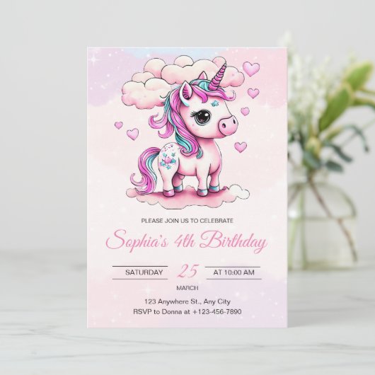 Invitation d'anniversaire Licorne, Filles de Licor (Debout devant)